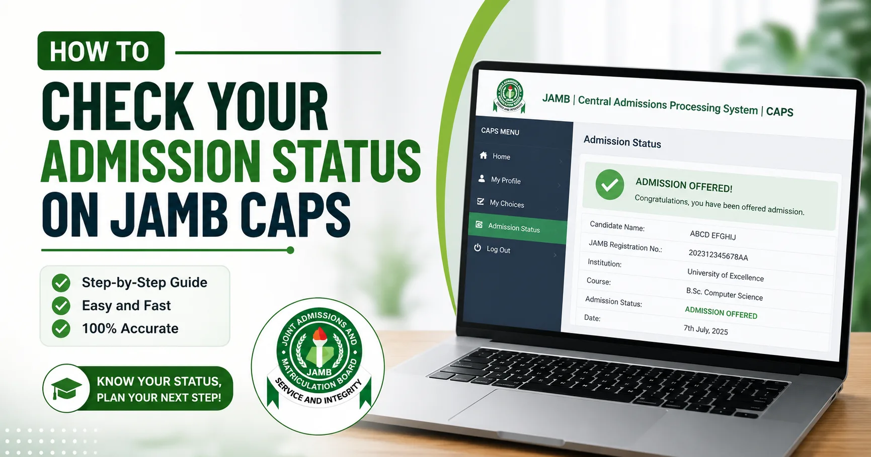 How to Check Your Admission Status on JAMB CAPS